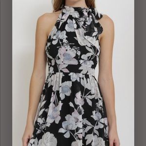 NWOT Saks Black Blush & Blue Floral Dress